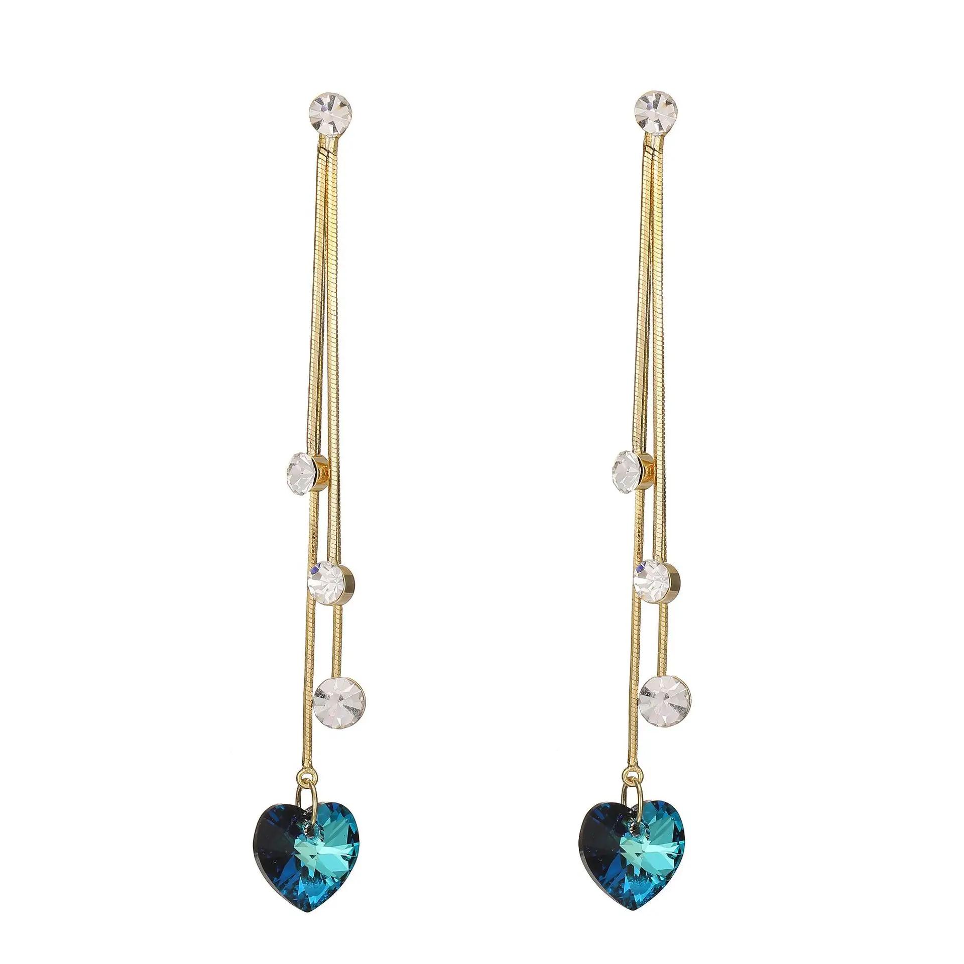 

Wholesale earrings Austrian crystal sea heart pin earrings for women versatile temperament personality pendant earrings s