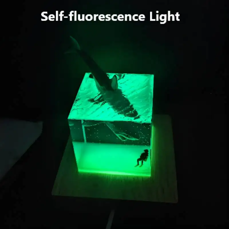 Светодиодный ночник декор акулы дайвера эпоксидная смола Деревянный светильник