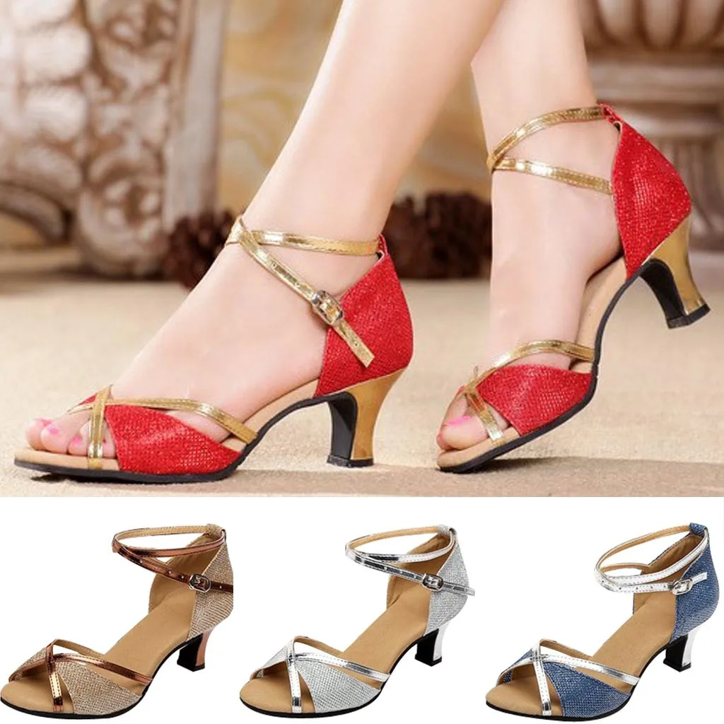 Женская обувь для латинских танцев Модная однотонная с перекрестными ремешками