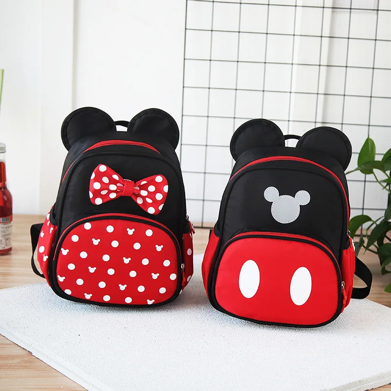 

Disney New Kindergarten plush Schoolbag Boys Girls cartoon Minnie Mickey Kids Preschool Children's Baby Backpack