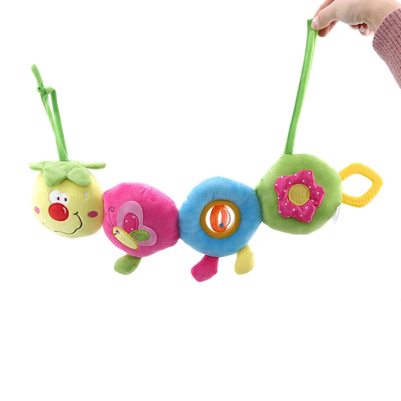 

New Arrival Cute Baby Cartoon Animal Puppy Owl Rabbit Bee Hand Stick BB Device Toy Baby Hand Rattle Plush Toy Practice Grip