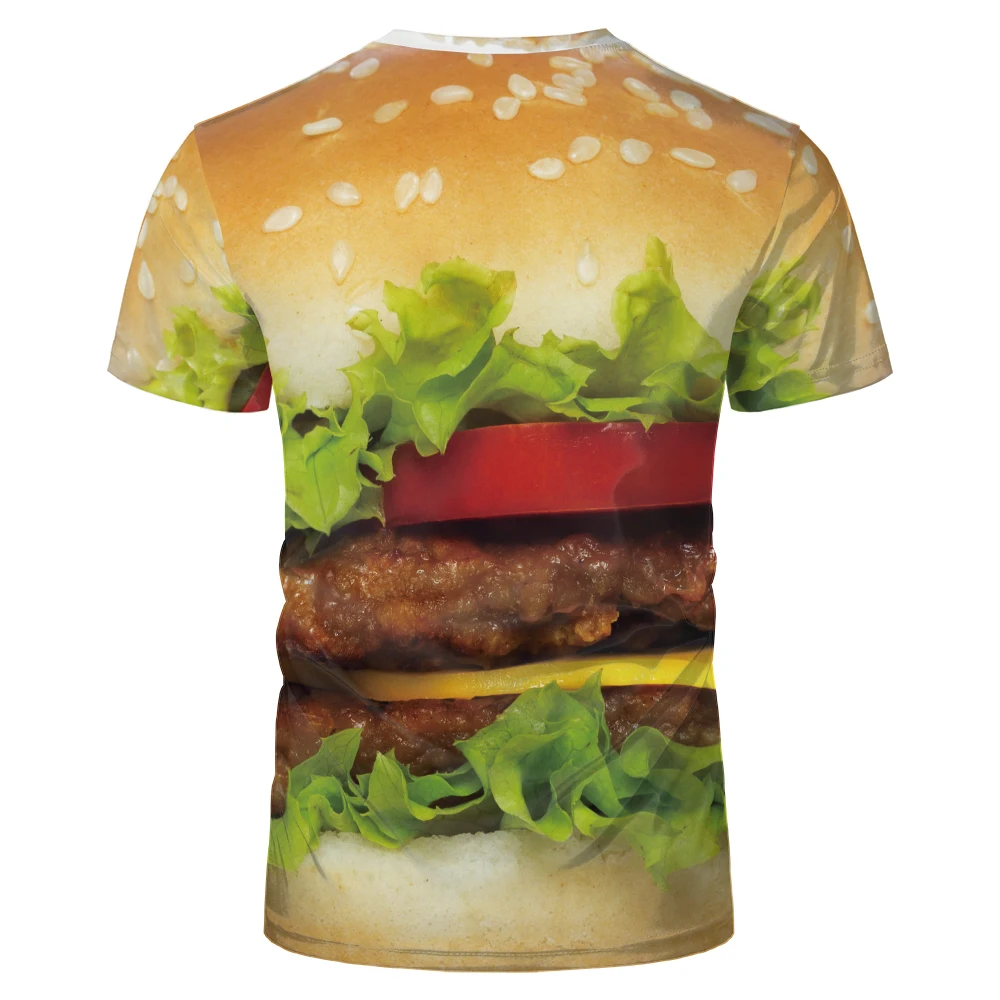 

Men's Clothing Harajuku Street Fashion Oversized Loose Bacon Hamburger Pattern 3d Print Short Sleeve T-Shirts Personality TShirt