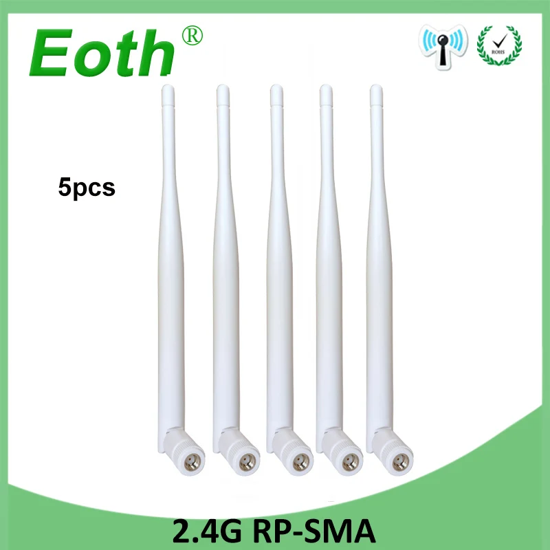 5 PCS 2,4 ГГц WiFi антенна 5dBi антенна RP-SMA разъем 2,4 ГГц антенна wi fi антенна для беспроводного маршрутизатора Wifi усилитель - Цвет: 5 PCS