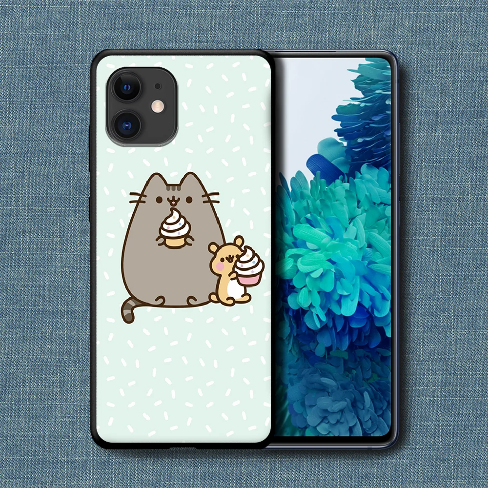 

Pusheen Cartoon Cute Cat Phone Case For iPhone 4 4s 5 5S SE 5C 6 6S 7 8 Plus X XS XR 11 12 Mini Pro Max 2020 black Waterproof