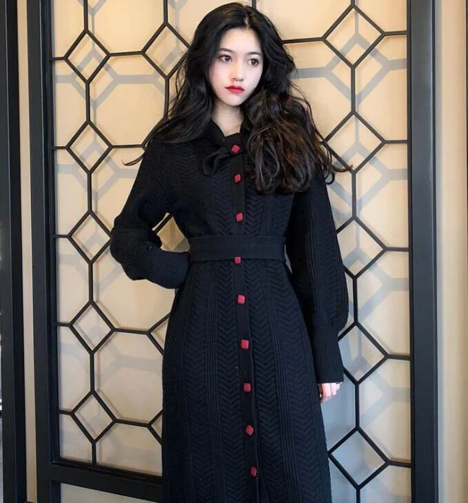 JS161J 2019 новое трикотажное платье с бантом сезон осень зима|Женские платья| |