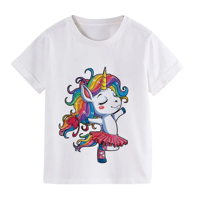 

New Animal Children Short Sleeve T-shirt Flowers Unicorn Harajuku T-shirts Boy Kid Boys And Girls Tops Shirts Children's Tshirt