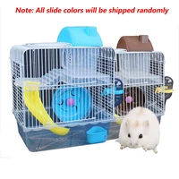 double storey villa shaped wire cage with feeding bowl running roller skating toy small castle double layer hamster cage