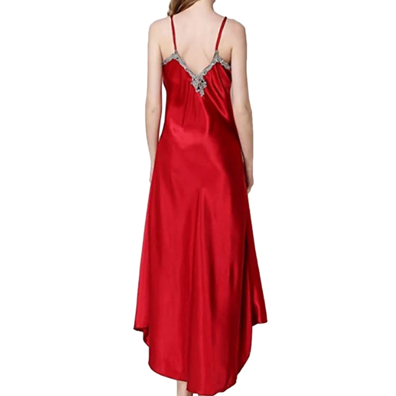 

Female Satin Nightgown Lady Sexy Spaghetti Strap Night Dress Women Nighties Sleeveless Sleepwear Nightwear V-neck Sleepdress