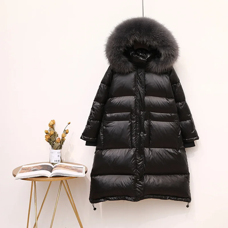 Белые пуховики на утином пуху спине зимняя куртка для девочек 2019 плотное длинное