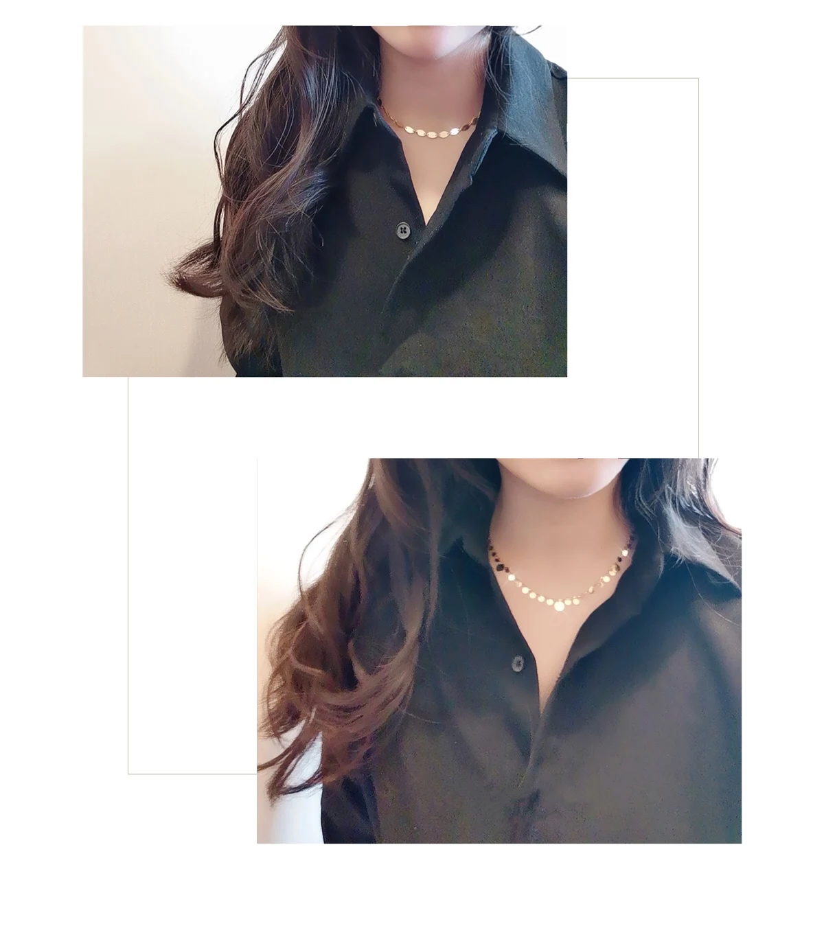 

18K Solid Yellow Gold Jewelry(AU750) Women Lace Necklace Choker Chain Dazzling Glitter Clavicle chain pull adjustment Lady