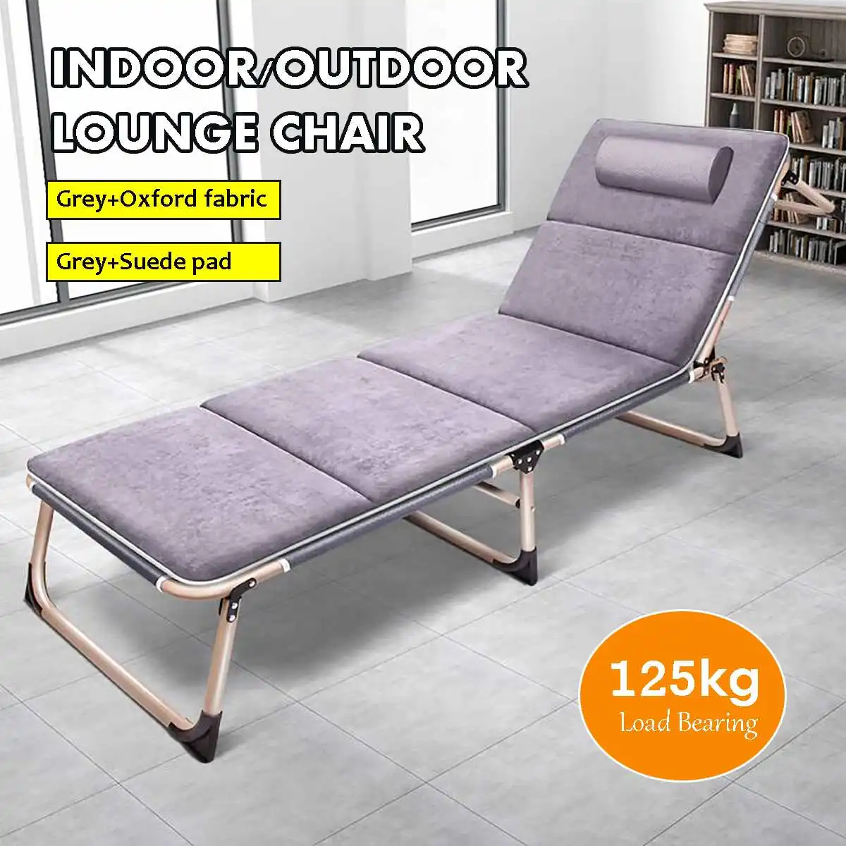 

Steel Oxford Chaise Lounge Portable Recliner Chair With Cotton Pad Folding Chair for Indoor Outdoor Camping Beach Chair