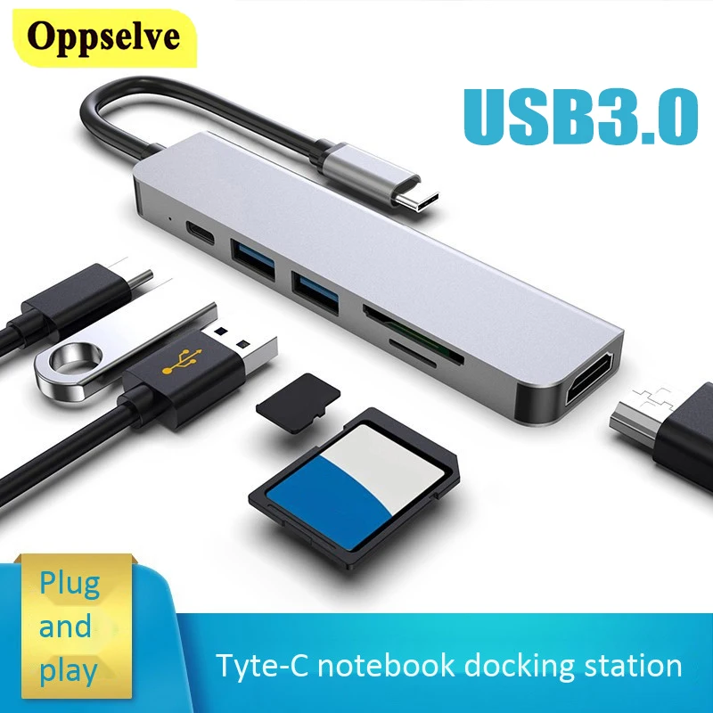 

USB 3.0 Type-C Hub To HDMI-Compatible Adapters OTG Thunderbolt 3 Dock with PD TF SD for Macbook Pro/Air M1 2021 Type-C Splitter