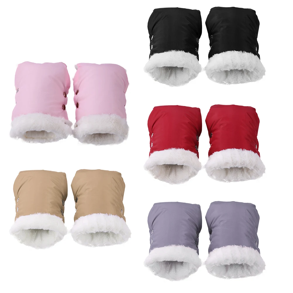 

1 Pair Winter Warm Stroller Gloves Waterproof Baby Cart Fleece Hand Muff Mittens Baby Buggy Clutch Cart Muff Glove