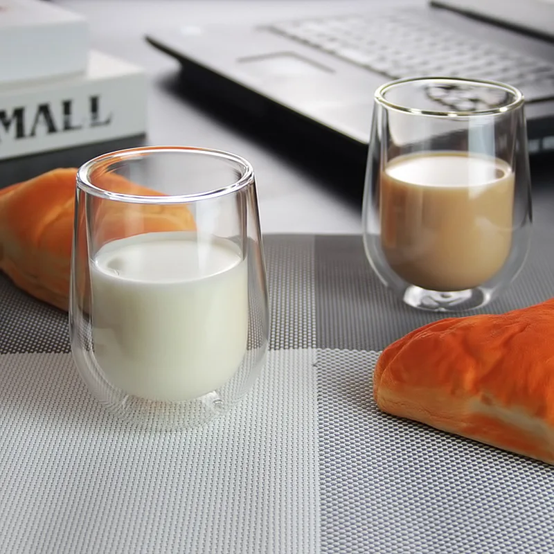 2 шт. термостойкие стеклянные стаканы с двойными стенками чашки для кофе/молока и