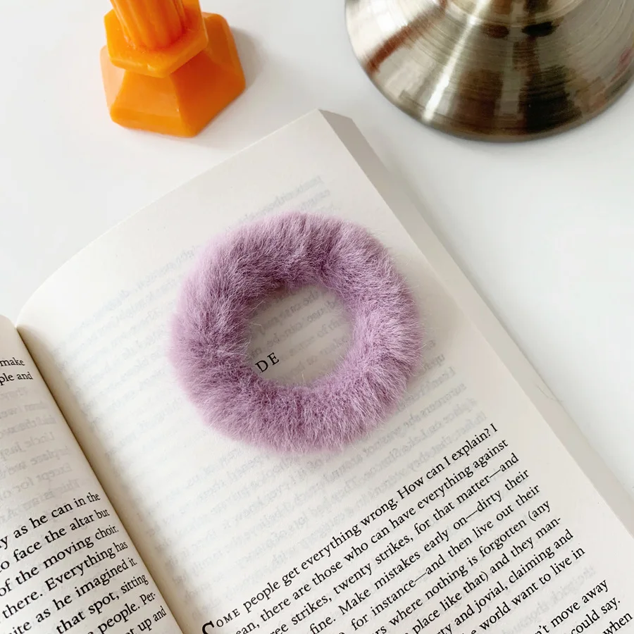purple Ruoshui карамельный цвет помпон имитация кроличьей шерсти Галстуки корейский стиль резинки Твердые резинка, ленточка девушки аксессуары для волос - Цвет: purple