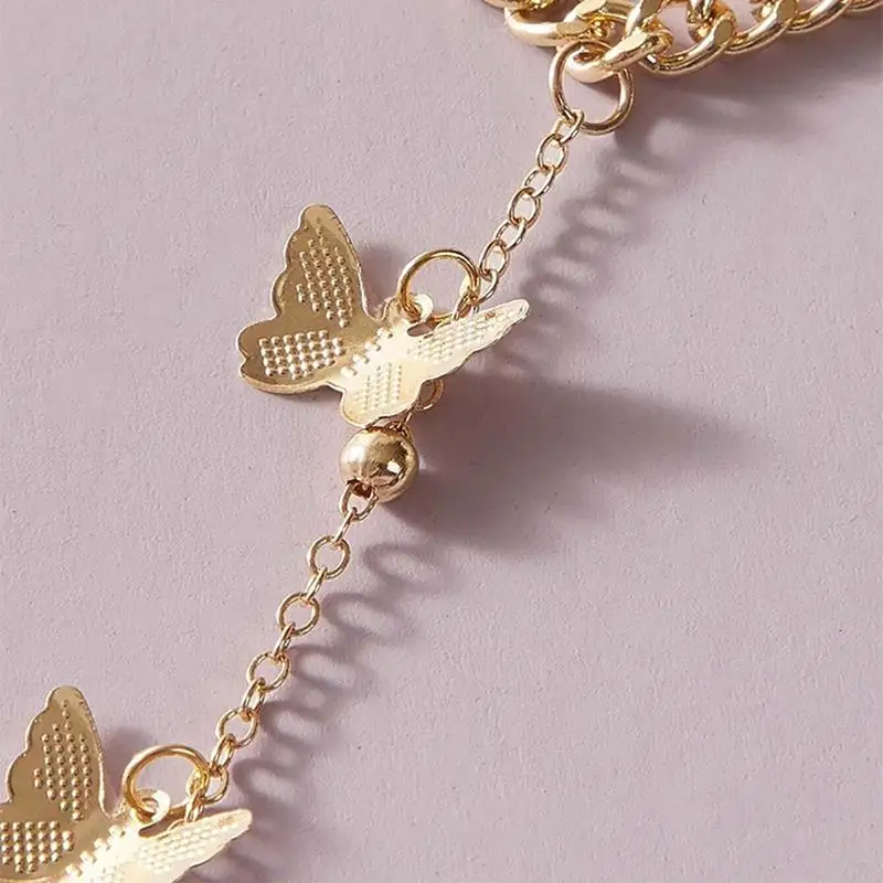 

Simple Cute Butterfly Pendant Chain Bracelet Trendy Exquisite Connected Finger Bracelets Hand Accessories For Women Gifts