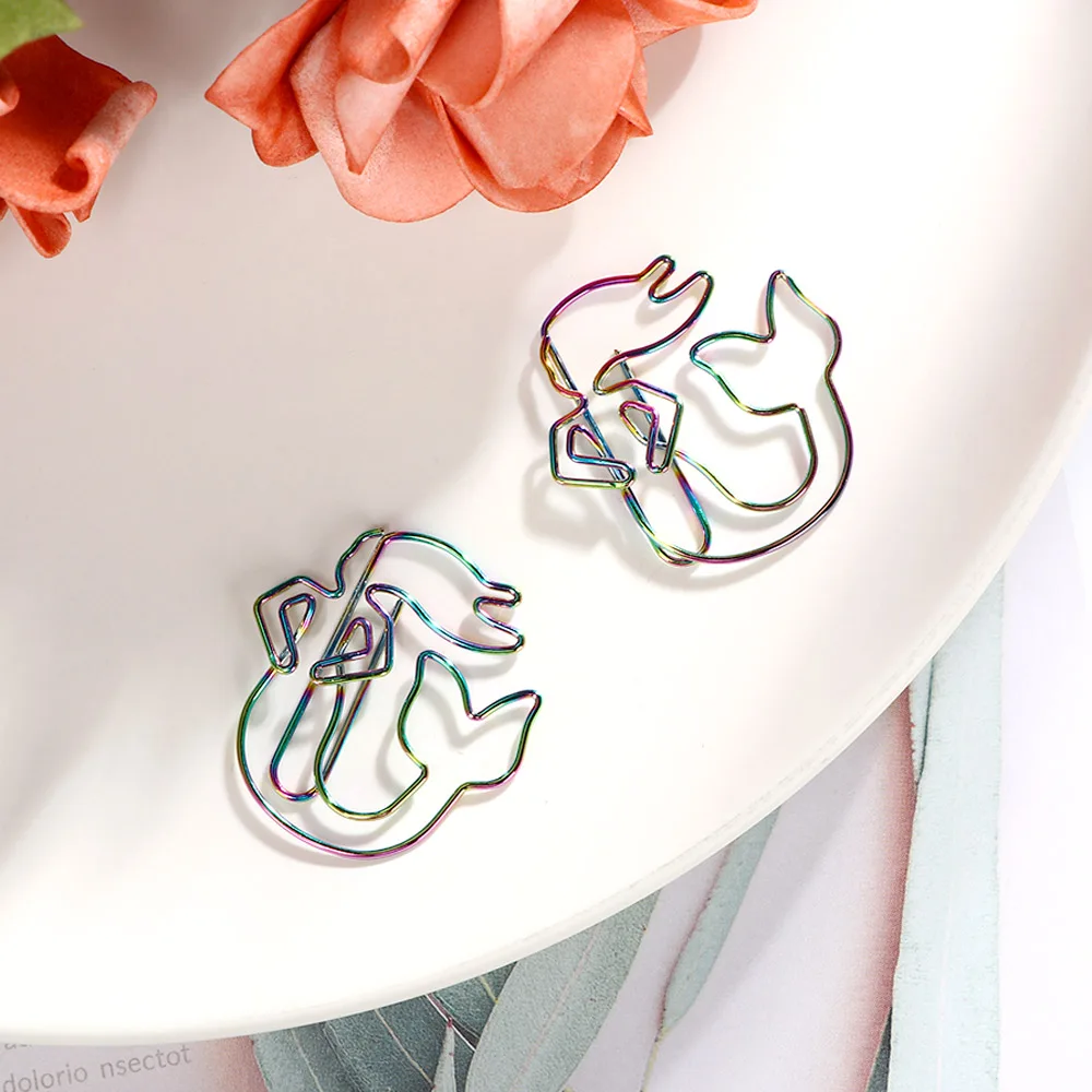 2 шт./Лот Красочные радужные скрепки русалки гальванические металлические зажимы