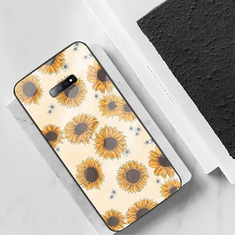 

Daisy Sunflower painting flowers Phone Case Tempered glass For Samsung S6 S7 edge S8 S9 S10 e plus note8 9 10 pro