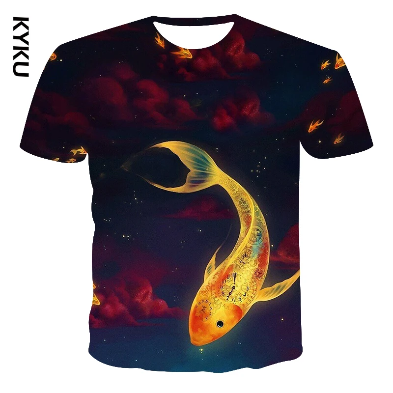 

KYKU Summer fashion hot sale new digital 3D cartoon animation printing series sports short-sleeved T-shirt top
