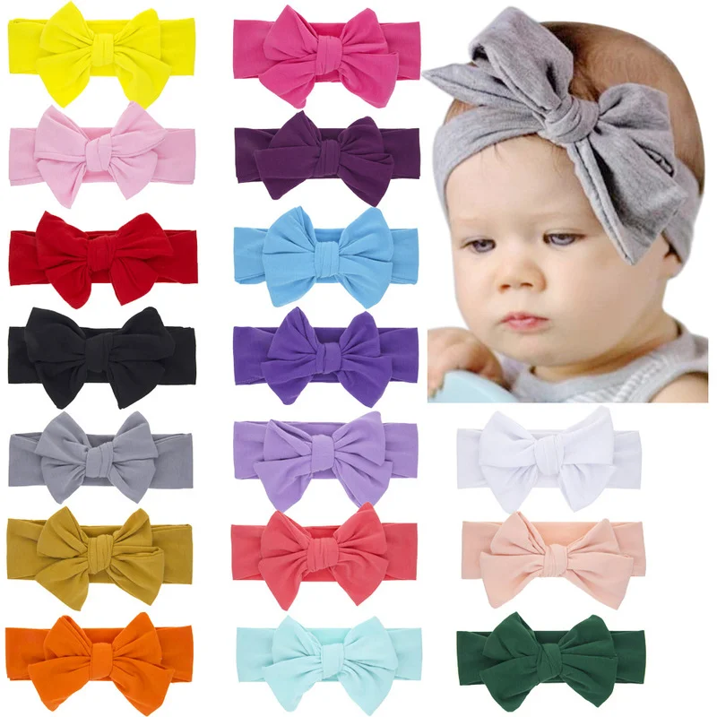 

Baby Girls Headband Solid Color Double Bow Headband Baby Elastic DIY Hair Accessories Baby Headwear Headwrap Wholesale Dropship