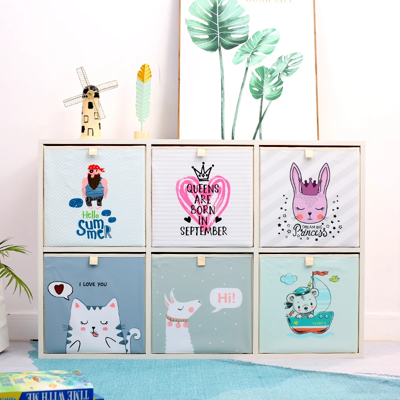 

New Cartoon toy storage Box Folding Storage Bins Wardrobe drawer organizer clothes storage basket kids toys organizer