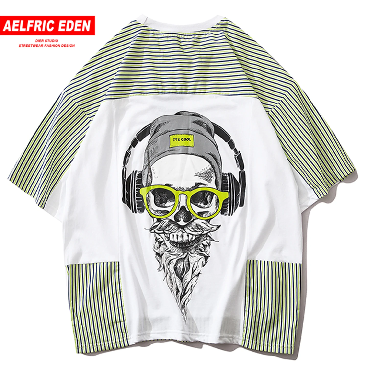 Aelfric Eden футболка в стиле хип хоп полоску пэчворк с принтом для мужчин 2020 коротким