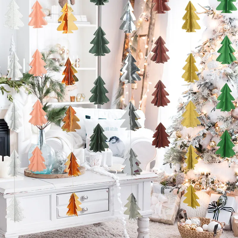 1 шт. 2 5 м Рождественская елка бумага гирлянда Настенное подвесное украшение для