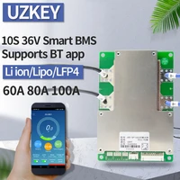 10s smart support bluetooth bms 60a 80a 100a common port 36v li ion lifepo4 equalization bms intelligent bluetooth communication