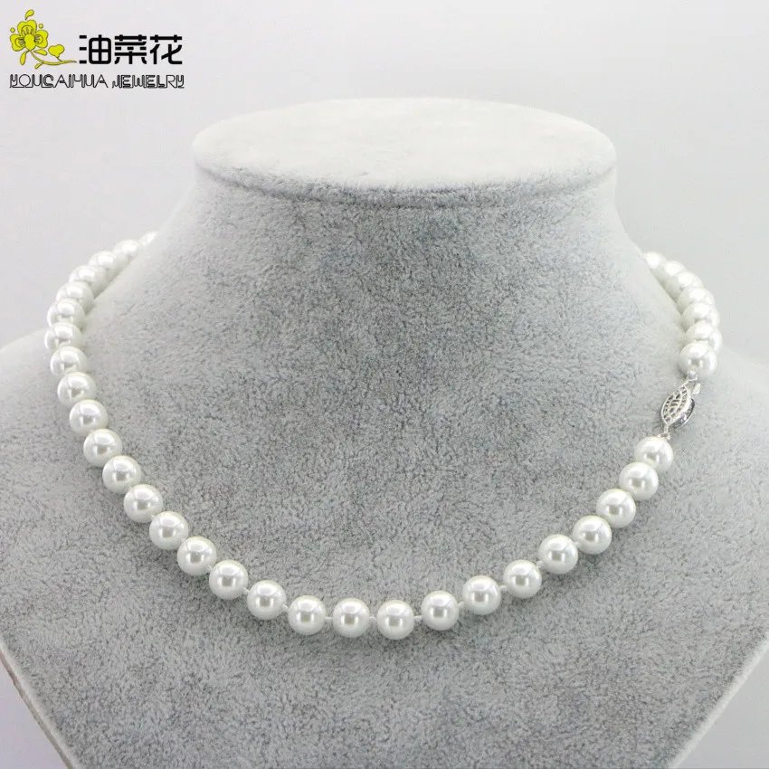 Изысканное ожерелье из белого жемчуга 8 мм модные ювелирные изделия подарки для