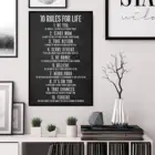 Мотивационный плакат с 10 правилами жизни, вдохновение, печать на холсте, настенное искусство, декор для офиса, Декор для дома, мотивационный знак, позитивная пословка