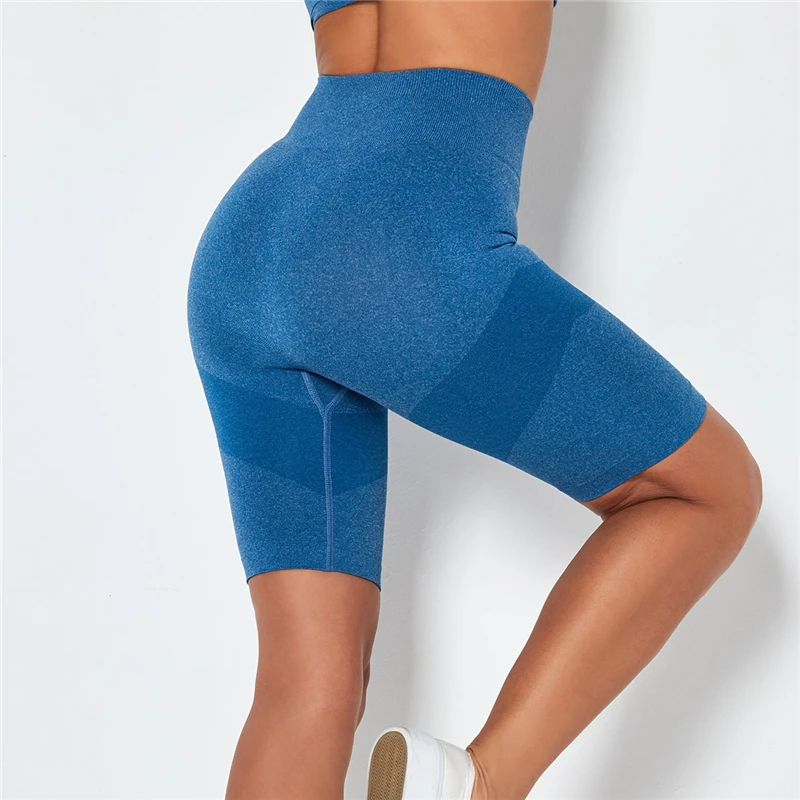 

4PCS Seamless Women Gym Fitness Yoga Set Long Sleeve Crop Top High Waist Padded Bra High Waist Gym Shorts