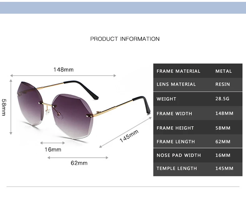 

ZXWLYXGX 2021 Fashion Tea Gradient Sunglasses Women Ocean Water Cut Trimmed Lens Metal Temples Sun Glasses Female UV400