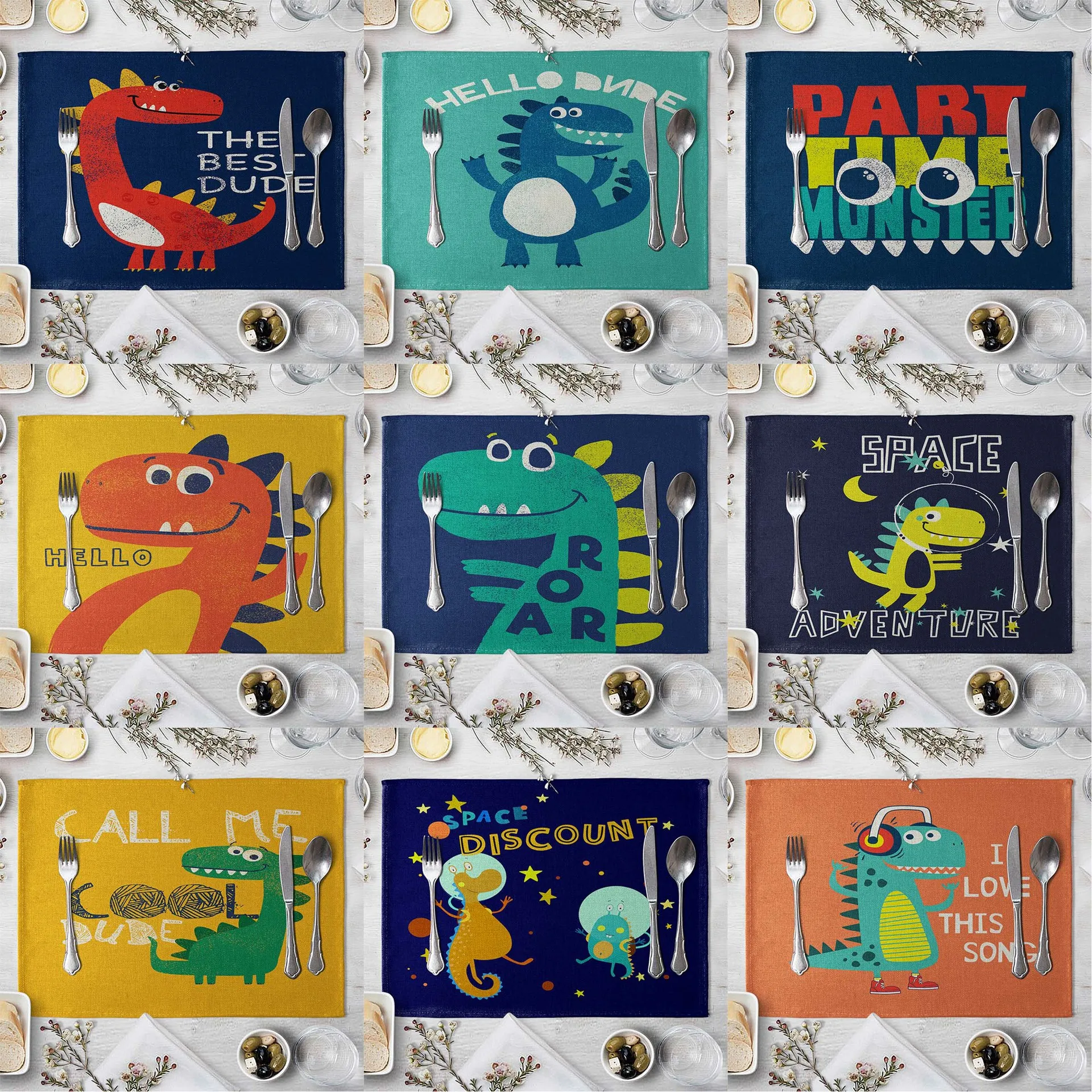 Динозавр Подставка для столовых приборов и динозавром из мультфильма ткани