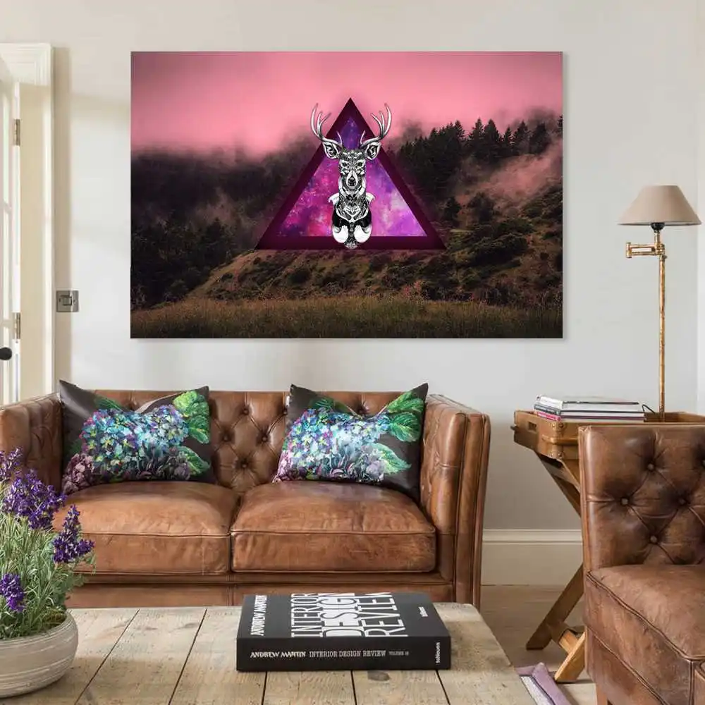 

galaxy deer Poster on the wall Room Nordic style Landscape painting Canvas decorative painting for room decoration