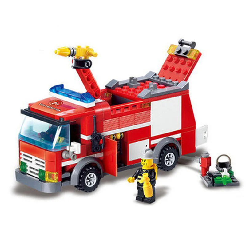 

206Pcs City Fire Fight Truck Car Model Building Blocks Sets Firefighter DIY Bricks Educational Toys for Children Gift