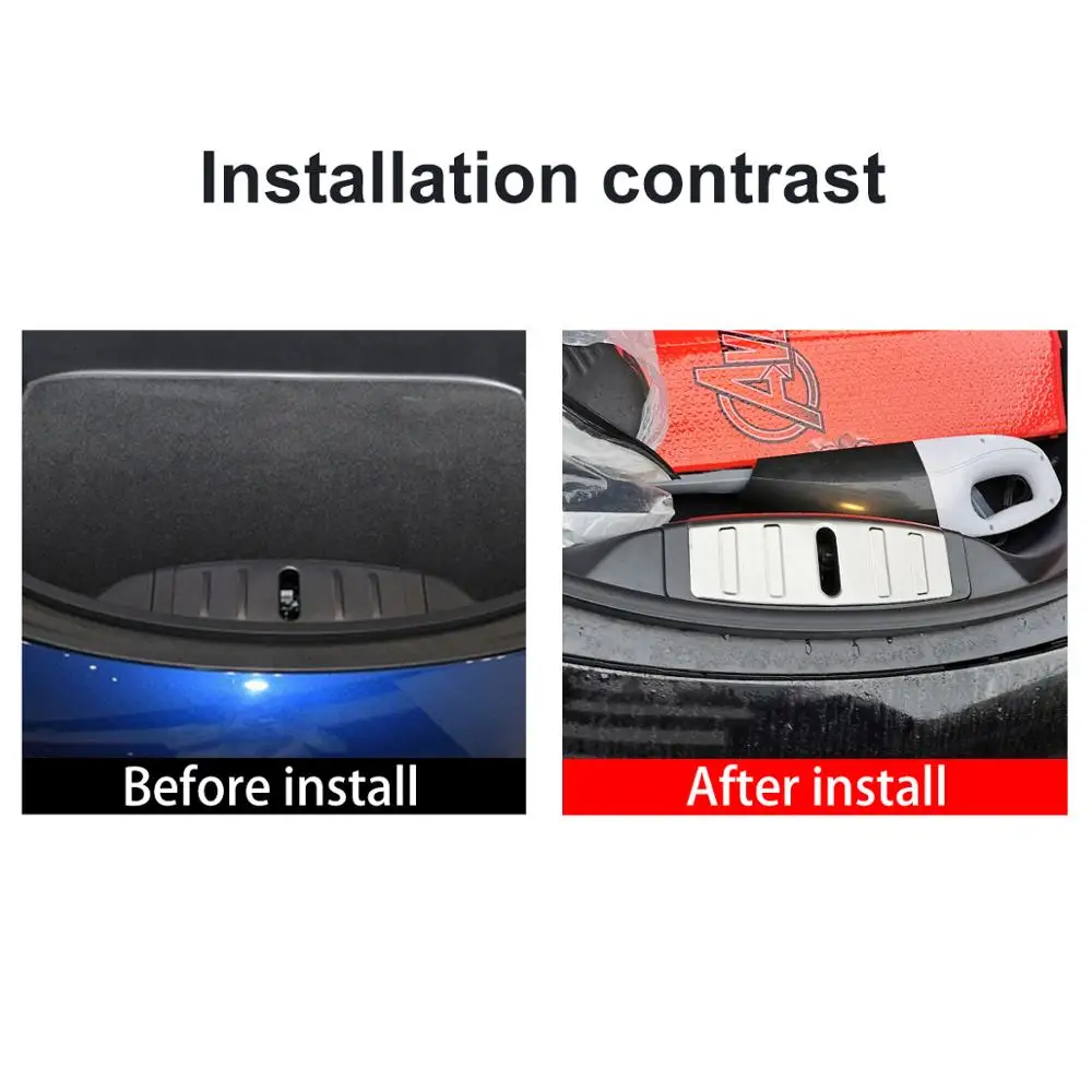 

Серебристый ящик для хранения багажа из нержавеющей стали для Tesla Model 3 2016 2017 2018 2019