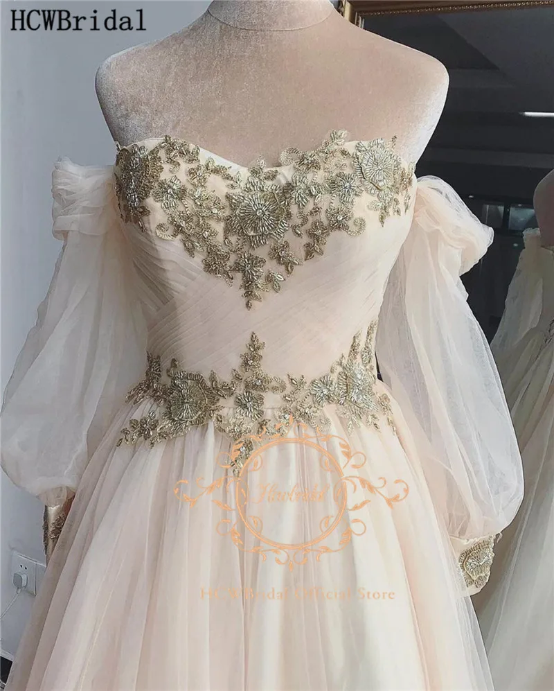 

New Light Champagne Wedding Dresses Long Sleeves Corset Tulle Plus Size Bridal Wedding Party Dress Sexy Marriage Gowns Cheap
