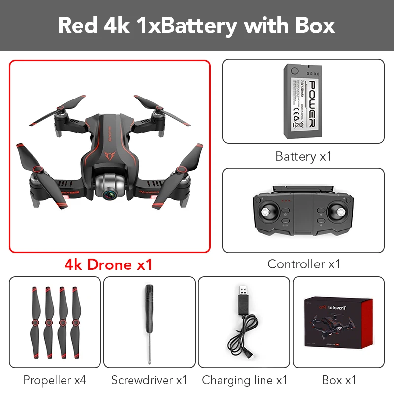 Red 4k 1B with Box FUNSKY S20 wifi FPV с 4 K/1080 P HD камерой 18 минут время полета Интеллектуальный складной Радиоуправляемый Дрон Квадрокоптер - Цвет: Red 4k 1B with Box
