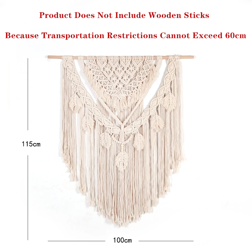 

Big Nordic Macrame Tapestry Wall Hanging Bohemian Woven Tapestry Boho Chic Living Room Bedroom Wall Decoration No Wood Stick
