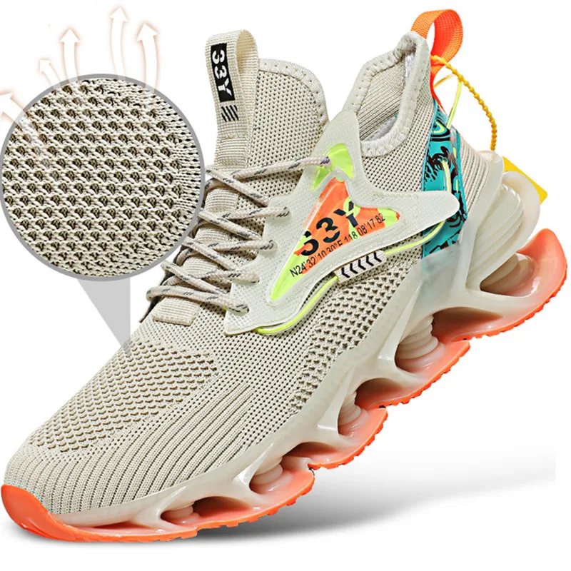 

Lace Up Mens Breathable Sports Shoes Males Wear-resistant Running Shoes Non Slip Comfortable Outdoor Jogging Sneaker Footwear