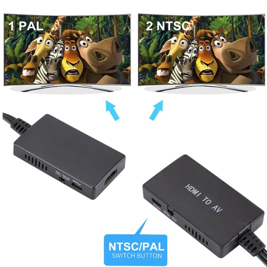 HDMI to AV Converter Video Audio Adapter Supports PAL/NTSC Compatible for Apple TV DVD Blu-ray Player HD Box ect | Электроника
