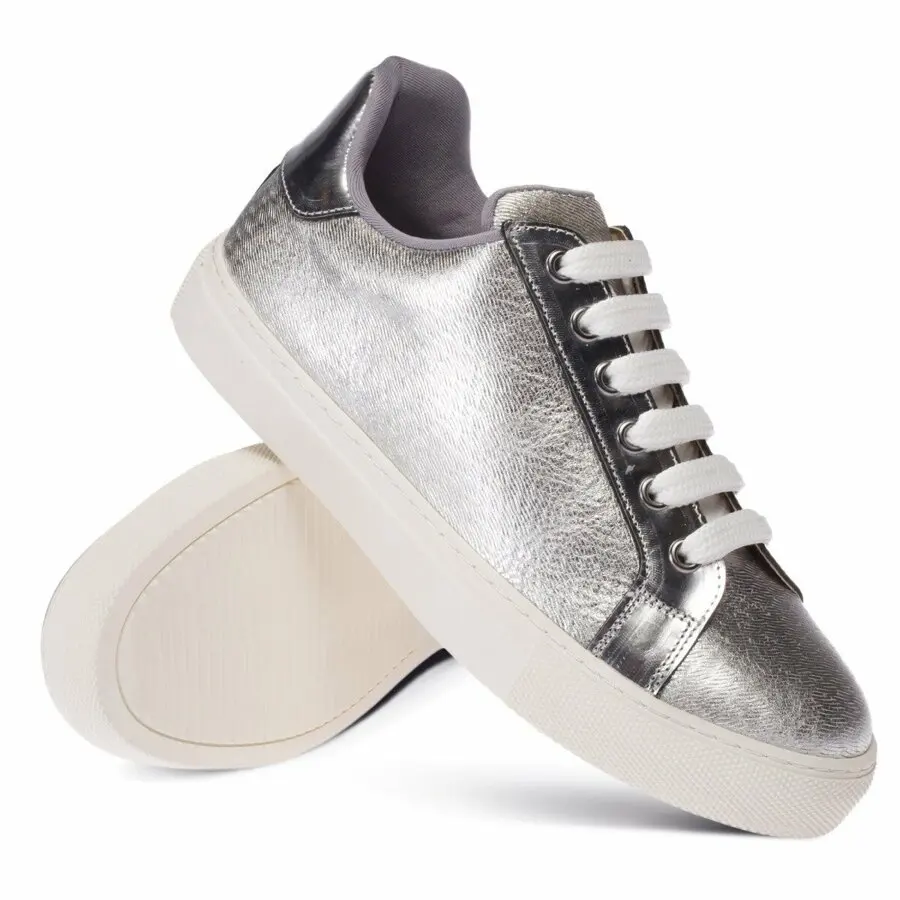 

Sneakers Women Deery, Genuine Leather Silver Color Women Sneaker