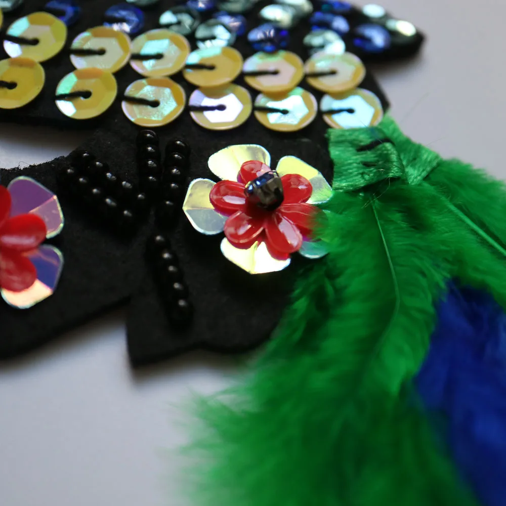 1pc bird beaded patches for clothing DIY rhinestone feather Sew on Animal Embroidery applique parches bordados para ropa | Дом и сад
