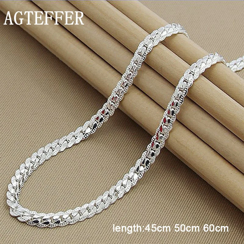 Оптовая цена 6 мм Ожерелье AGTEFFER для женщин и мужчин серебро 925 пробы ювелирные