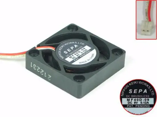 SEPA MF40D-09 DC 9V 0.12A 40x40x10mm 2-проводной Вентилятор охлаждения сервера - купить по
