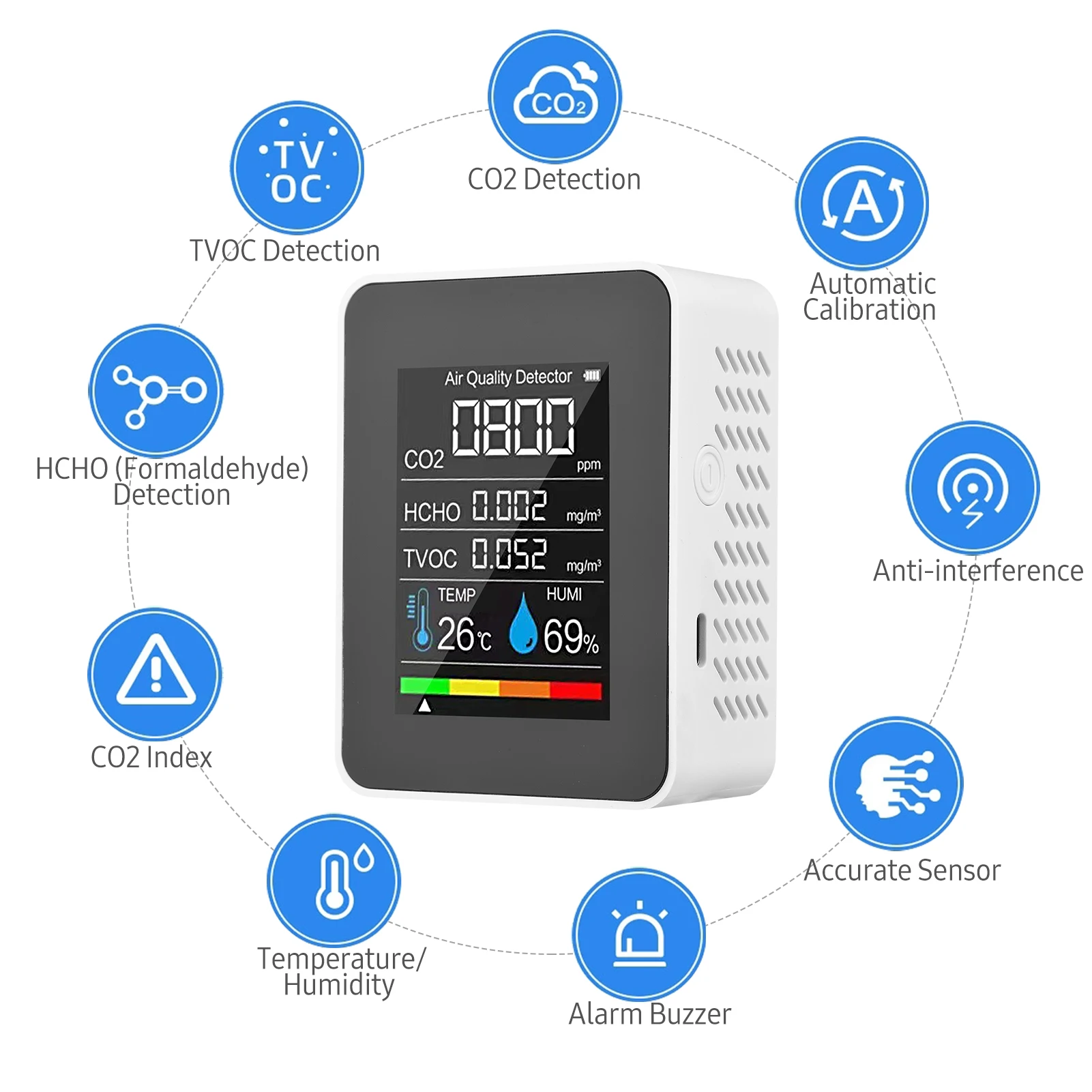 Портативный тестер формальдегида HCHO TVOC 5 в 1 | Инструменты