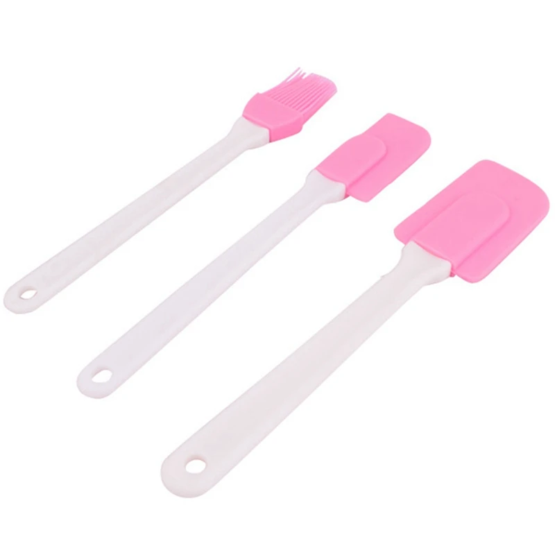Набор из 3 шт. силиконовых совок для крема, выпечки и пастри, кухонный совок, миксер, кисти для торта, масла, розовый инструмент.