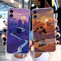 hand painted scenery pattern clear phone case for iphone 7 8 plus se 2020 11 12 13 mini pro max x xr xs max transparent covers