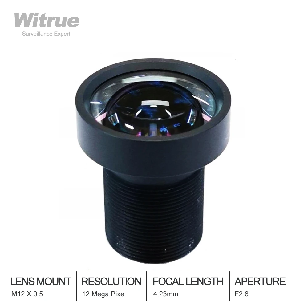

Witrue HD 12MP 4.23mm CCTV Lens 1/2.3 Inch F2.8 4K HFOV No Distortion for Gopro DJI/for SJCAM SJ7 Cameras with IR filter 650nm