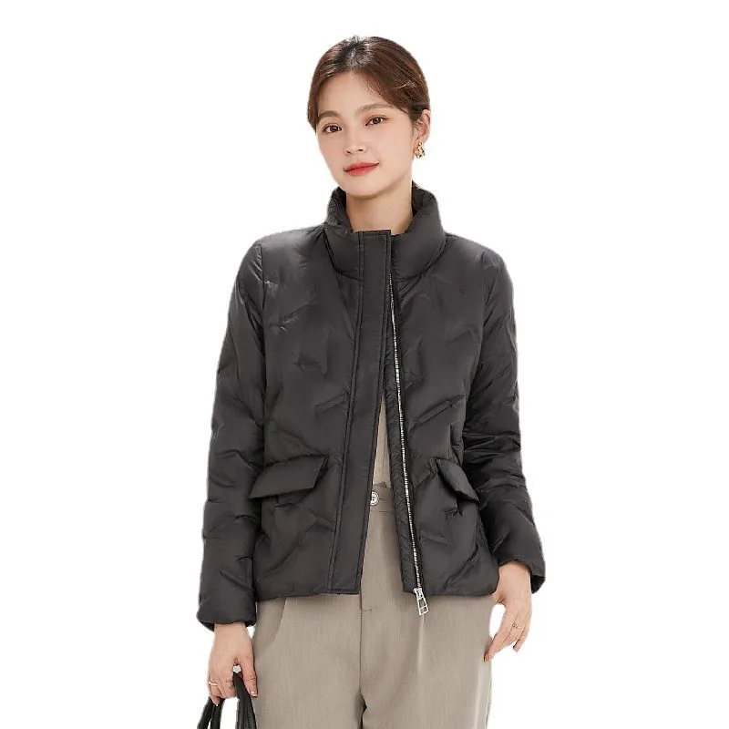 

White Duck Down Jackets Winter Women Ultra-light Stand Collar Long Sleeve Warm Basic Casual Coats For Ladies Chic 2021 M615